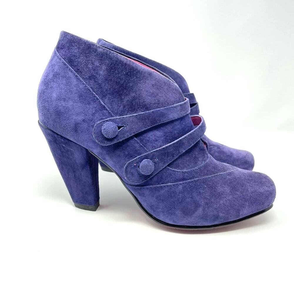Hush Puppies | Purple Suede Shoes Heeled Booties Ankle Boots 7.5